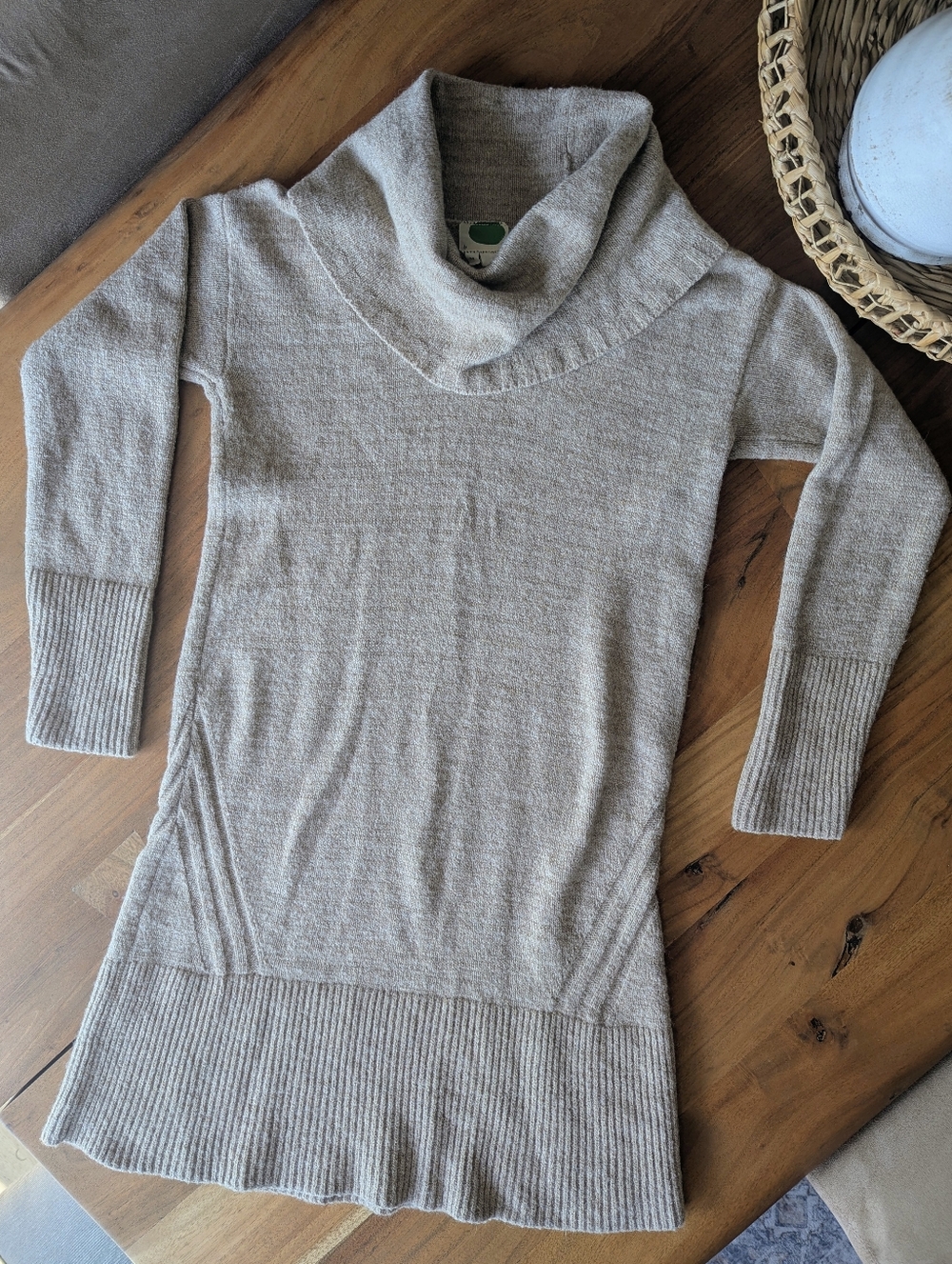 Anthropologie Beige Cowl Turtleneck Sweater Dress or Top